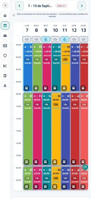 Celular: la misma semana de turnos adaptada a la pantalla del teléfono